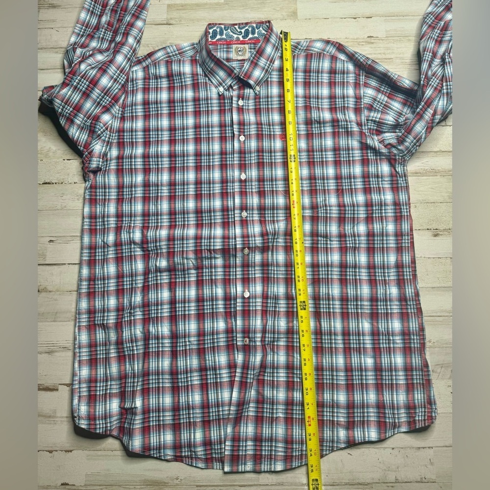 CINCH Shirt Adult 2XL Plaid Western Cowboy Rodeo Cotton Mens Red - Picture 5 of 9